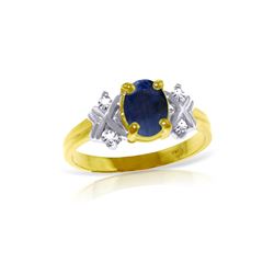 Genuine 1.47 ctw Sapphire & Diamond Ring 14KT Yellow Gold - REF-63X2M