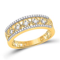 Womens Round Diamond Band Ring 1/4 Cttw 10kt Yellow Gold - REF-20A5M