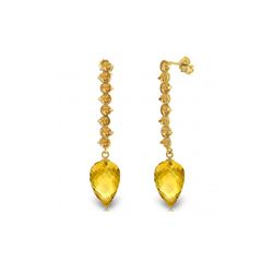 Genuine 22.1 ctw Citrine Earrings 14KT Yellow Gold - REF-69R2P