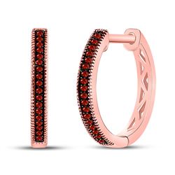 Womens Round Red Color Enhanced Diamond Oblong Hoop Earrings 1/10 Cttw 10kt Rose Gold - REF-14Y9N