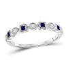 Image 1 : Womens Princess Blue Sapphire Diamond Stackable Band Ring 1/8 Cttw 10kt White Gold - REF-13N9F