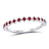 Image 1 : Womens Round Ruby Square Dot Stackable Band Ring 1/5 Cttw 10kt White Gold - REF-10M5H