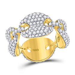 Mens Round Diamond Statement Link Band Ring 2 Cttw 10kt Yellow Gold - REF-95W5K