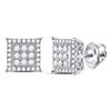 Image 1 : Womens Round Diamond Square Cluster Earrings 1/2 Cttw 14kt White Gold - REF-36N9F