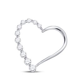 Womens Round Diamond Journey Heart Pendant 1/5 Cttw 10kt White Gold - REF-13M9H