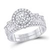 Image 1 : Round Diamond Bridal Wedding Ring Band Set 1 Cttw 14kt White Gold - REF-85W9K