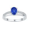 Image 1 : Womens Oval Lab-Created Blue Sapphire Solitaire Ring 7/8 Cttw 10kt White Gold - REF-12F9W