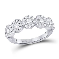 Womens Round Diamond Circle 5-stone Ring 1 Cttw 14kt White Gold - REF-65K5Y