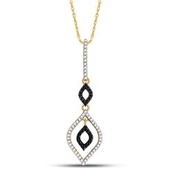 Womens Round Black Color Enhanced Diamond Fashion Pendant 1/4 Cttw 10kt Yellow Gold - REF-14W9K
