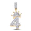 Image 1 : Mens Baguette Diamond Number 4 Crown Charm Pendant 3/4 Cttw 10kt Yellow Gold - REF-27W9K