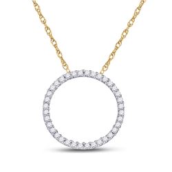 Womens Round Diamond Circle Pendant 1/6 Cttw 10kt Yellow Gold - REF-9A5M