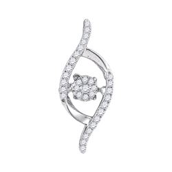 Womens Round Diamond Moving Twinkle Cluster Pendant 1/6 Cttw 10kt White Gold - REF-17M5H