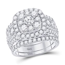 Round Diamond Bridal Wedding Ring Band Set 3 Cttw 14kt White Gold - REF-241R5X