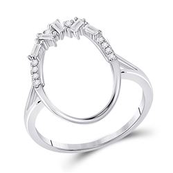 Womens Round Diamond Scattered Oval Ring 1/6 Cttw 14kt White Gold - REF-23X5A