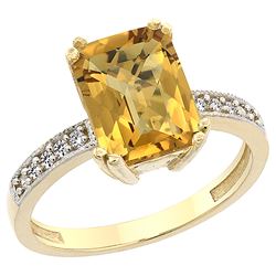 3.70 CTW Quartz & Diamond Ring 14K Yellow Gold - REF-38H9M