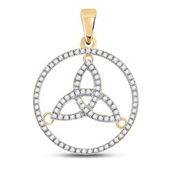 Womens Round Diamond Trinity Triquetra Circle Pendant 1/4 Cttw 10kt Yellow Gold - REF-14F9W