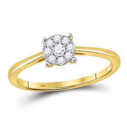 Womens Round Diamond Cluster Ring 1/8 Cttw 10kt Yellow Gold - REF-15R5X