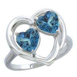 2.60 CTW London Blue Topaz & London Blue Topaz Ring 14K White Gold - REF-34A5X