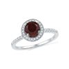Image 1 : Womens Round Garnet Diamond Solitaire Ring 1/4 Cttw 10kt White Gold - REF-19F5W