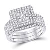 Image 1 : Round Diamond Bridal Wedding Ring Band Set 1 Cttw 10kt White Gold - REF-76W5K