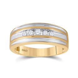 Mens Round Diamond 5-stone Wedding Ring 1/4 Cttw 10kt Yellow Gold - REF-27W9K