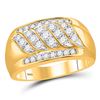 Image 1 : Mens Round Diamond Wedding Band Ring 1 Cttw 14kt Yellow Gold - REF-117M9H