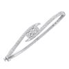 Image 1 : Womens Round Diamond Cluster Bangle Bracelet 1/2 Cttw 14kt White Gold - REF-71F9W