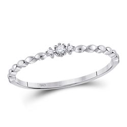 Womens Round Diamond Stackable Band Ring .03 Cttw 10kt White Gold - REF-5N9F