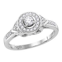 Round Diamond Solitaire Bridal Wedding Engagement Ring 1/3 Cttw 10kt White Gold - REF-36K9Y