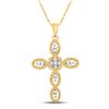 Image 1 : Womens Round Diamond Twist Cross Pendant 1/8 Cttw 10kt Yellow Gold - REF-9F5W