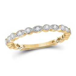 Womens Round Diamond Stackable Band Ring 1/8 Cttw 14kt Yellow Gold - REF-15Y9N