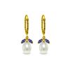 Image 1 : Genuine 9 ctw Tanzanite & Pearl Earrings 14KT Yellow Gold - REF-47H3X