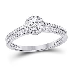 Round Diamond Bridal Wedding Ring Band Set 3/4 Cttw 14kt White Gold - REF-82F9W