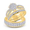 Image 1 : His Hers Round Diamond Cluster Matching Wedding Set 1-3/4 Cttw 14kt Yellow Gold - REF-131H5R