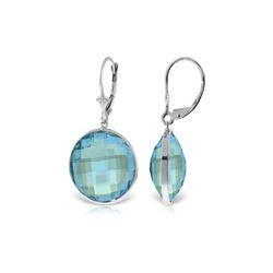 Genuine 46 ctw Blue Topaz Earrings 14KT White Gold - REF-92T2A