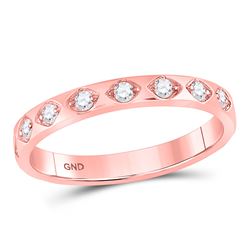 Womens Round Diamond Flush Diamond Shape Stackable Band Ring 1/5 Cttw 10kt Rose Gold - REF-20Y9N