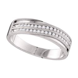 Mens Round Diamond Wedding Band Ring 1/4 Cttw 10kt White Gold - REF-35H5R