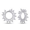 Image 1 : Womens Round Diamond Sunburst Hoop Earrings 1 Cttw 14kt White Gold - REF-87X5A