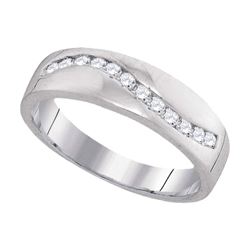 Mens Round Diamond Wedding Band Ring 1/4 Cttw 10kt White Gold - REF-19Y9N