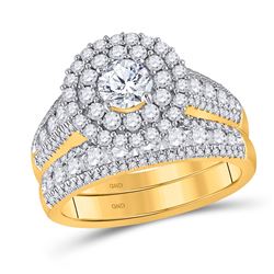 Round Diamond Bridal Wedding Ring Band Set 2 Cttw 14kt Yellow Gold - REF-230N5F