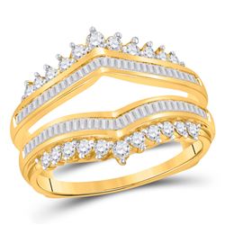 Womens Round Diamond Wedding Wrap Ring Guard Enhancer 3/4 Cttw 14kt Yellow Gold - REF-65M5H