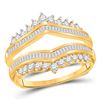 Image 1 : Womens Round Diamond Wedding Wrap Ring Guard Enhancer 3/4 Cttw 14kt Yellow Gold - REF-65M5H