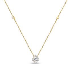 Womens Pear Diamond Fashion Teardrop Necklace 1/2 Cttw 14kt White Gold - REF-65W5K