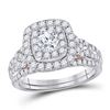 Image 1 : Round Diamond Bridal Wedding Ring Band Set 1-1/2 Cttw 14kt Two-tone Gold - REF-164R5X