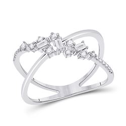 Womens Round Diamond Scattered Open Fashion Ring 1/5 Cttw 14kt White Gold - REF-26K9Y