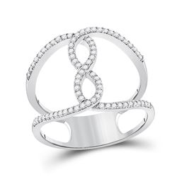 Womens Round Diamond Negative Space Infinity Ring 1/4 Cttw 10kt White Gold - REF-21K5Y