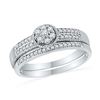 Image 1 : Round Diamond Bridal Wedding Ring Band Set 1/4 Cttw 10kt White Gold - REF-18W5K