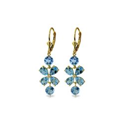 Genuine 5.32 ctw Blue Topaz Earrings 14KT Yellow Gold - REF-50X3M