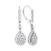 Image 1 : Womens Round Diamond Teardrop Frame Cluster Dangle Earrings 7/8 Cttw 14kt White Gold - REF-57X5A