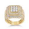 Image 1 : Mens Round Diamond Square Ring 4 Cttw 14kt Yellow Gold - REF-294Y9N